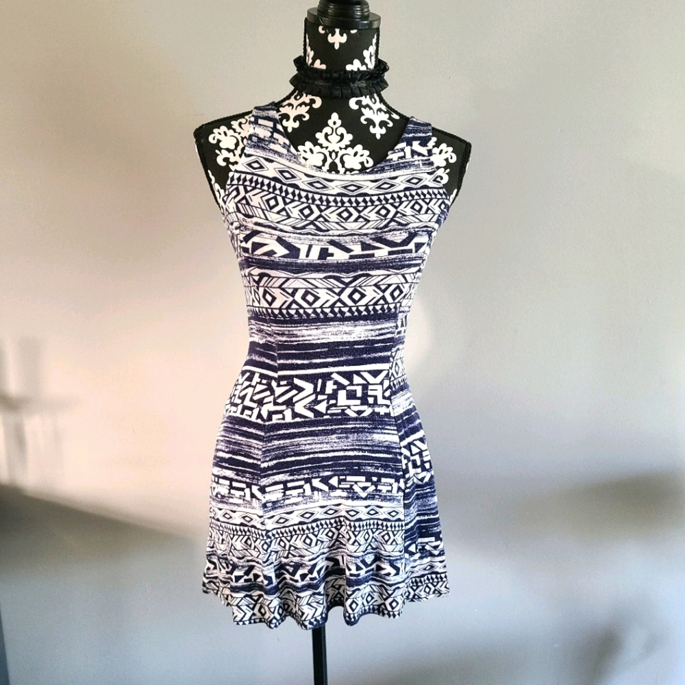 Blue and White Skater Dress